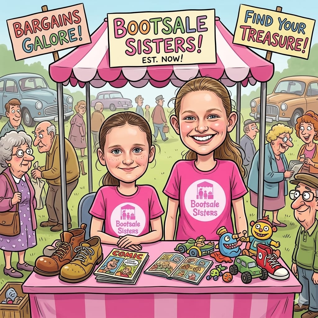 Sisters at the stall